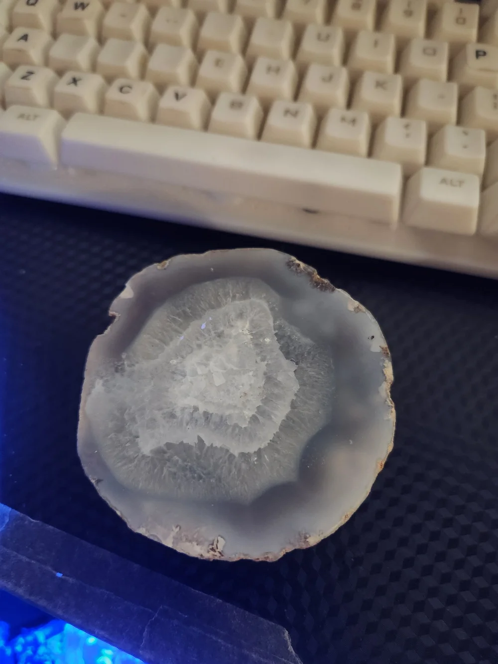 Natural Gray Chalcedony Decorative Half - Known as a Thunder Egg